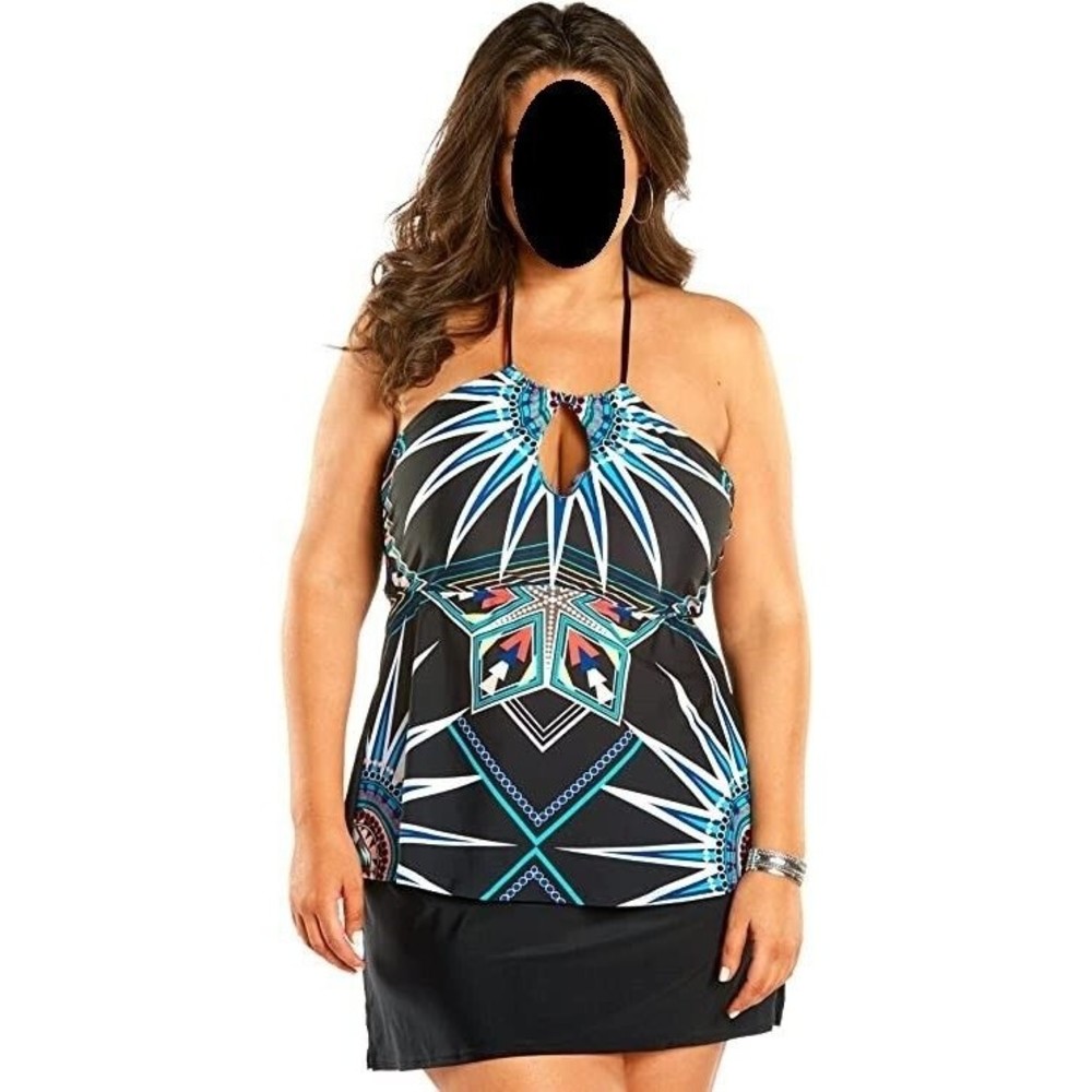 Always For Me Plus Size Sun Spike Underwire Tankini with Skirt - 20W